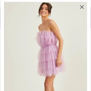 Altar’d state Gisele lilac purple tulle lace strapless dress size m medium NWT